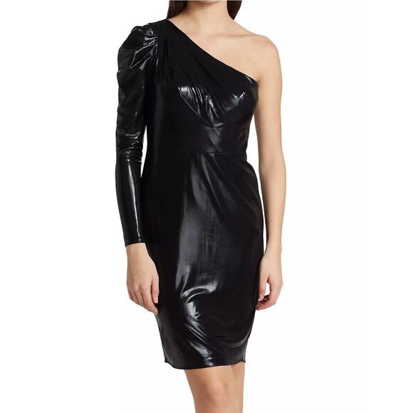 Marchesa Notte Shirred One-Shoulder Bodycon cocktail party Dress size 2 - Picture 2 of 15